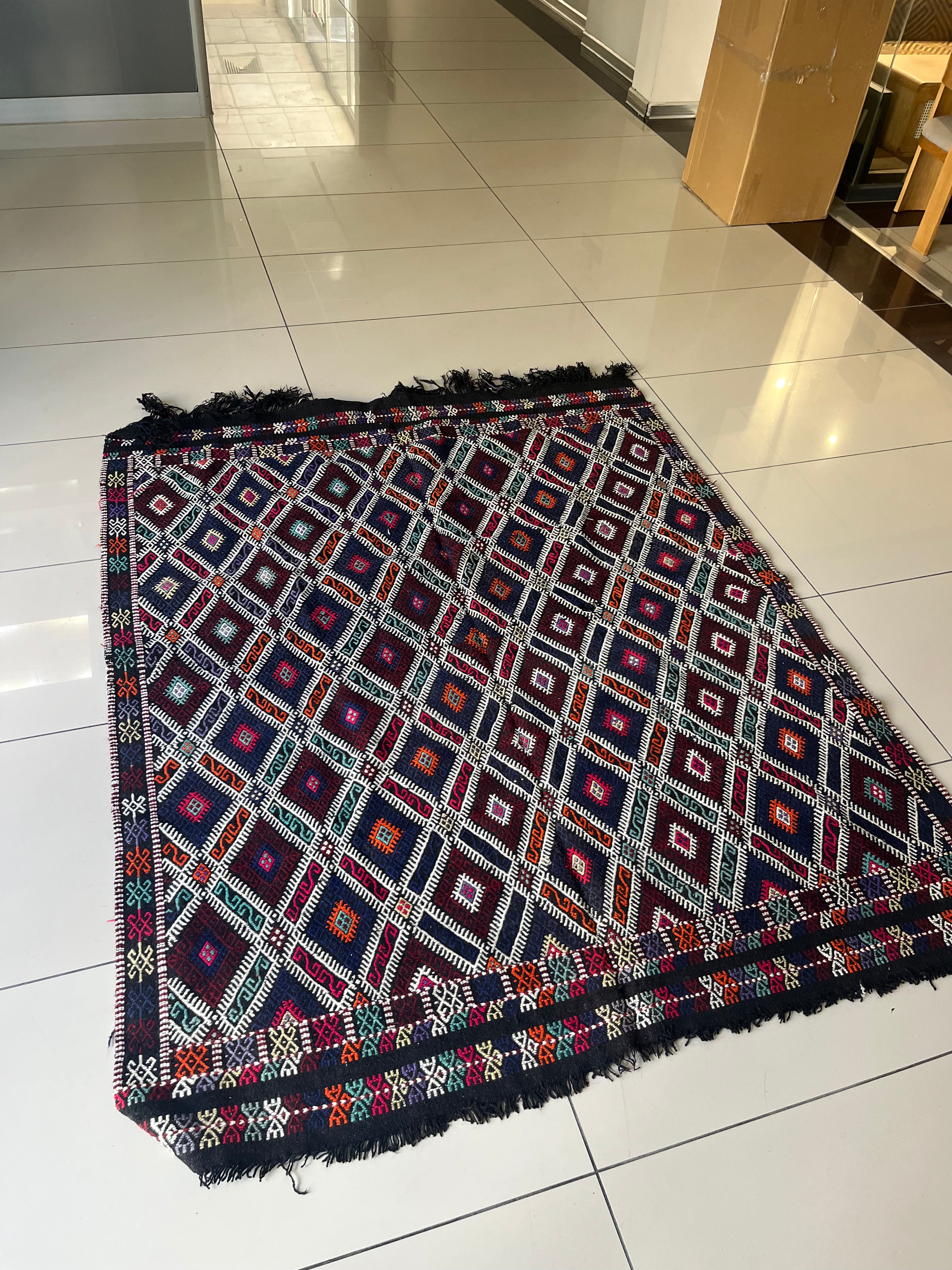 Çanakkale Yün Kilim (Baklava Kafesli)