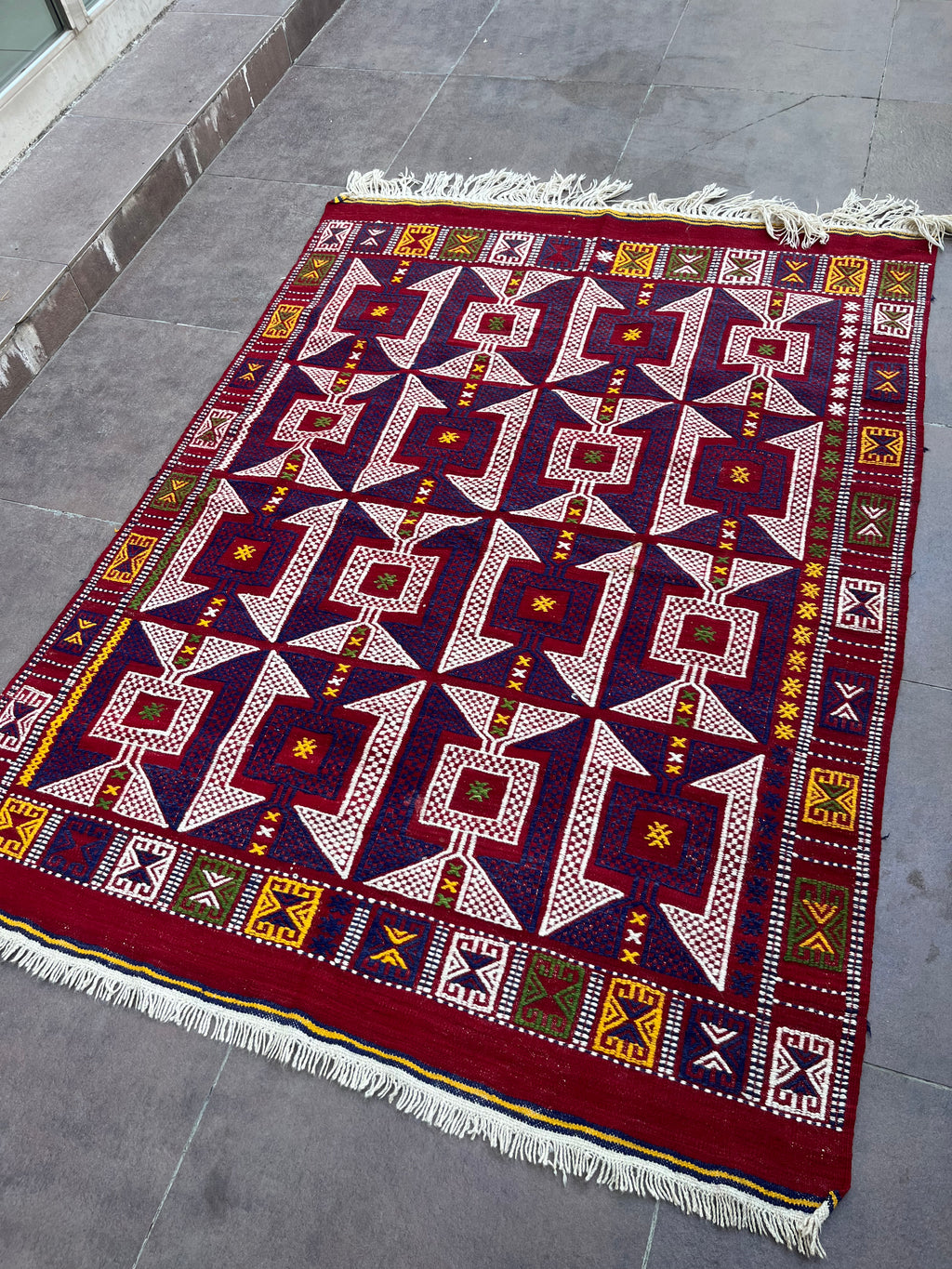 Çanakkale Yün Kilim (Bordo, Mor, Krem)