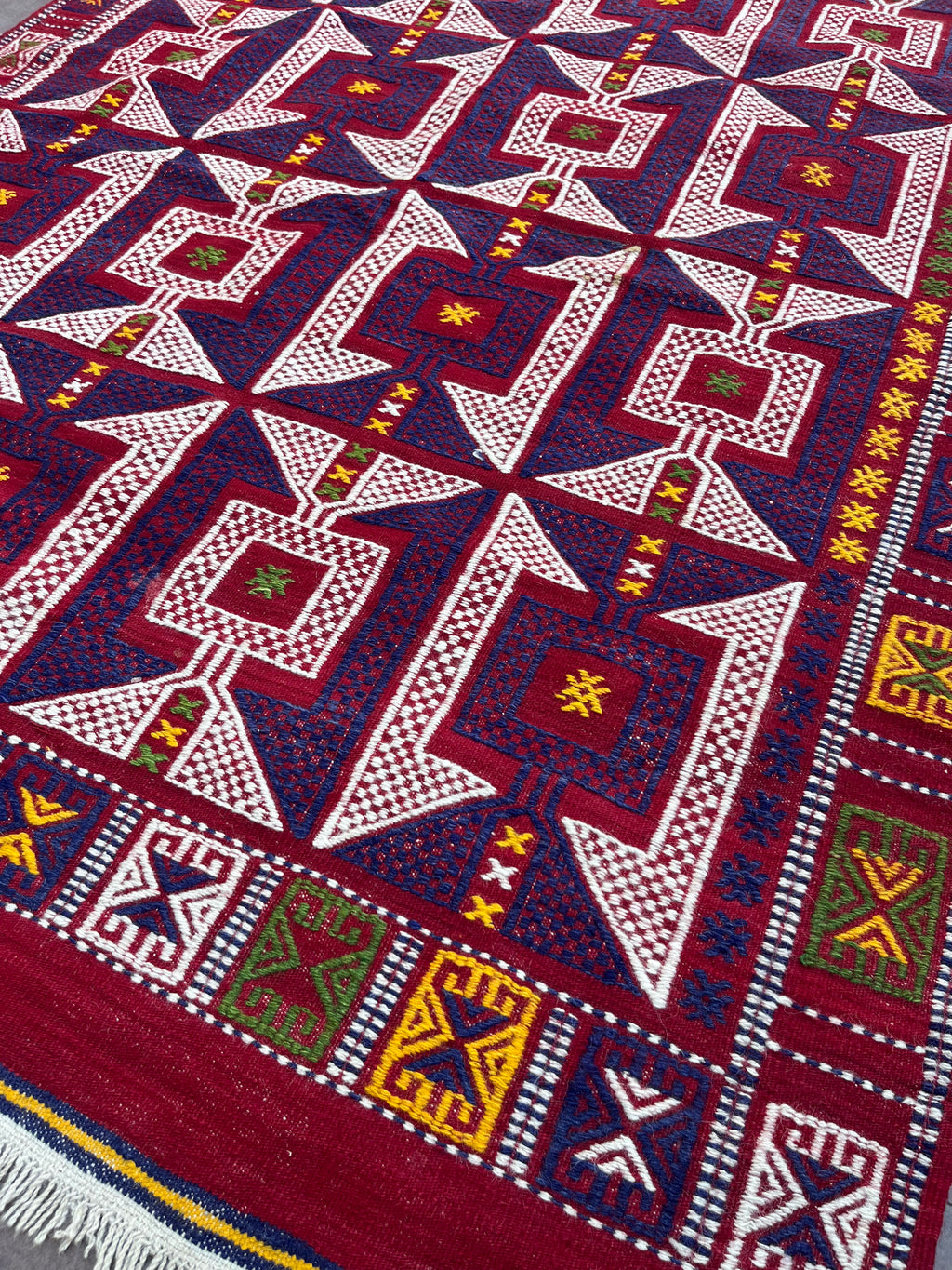 Çanakkale Yün Kilim (Bordo, Mor, Krem)