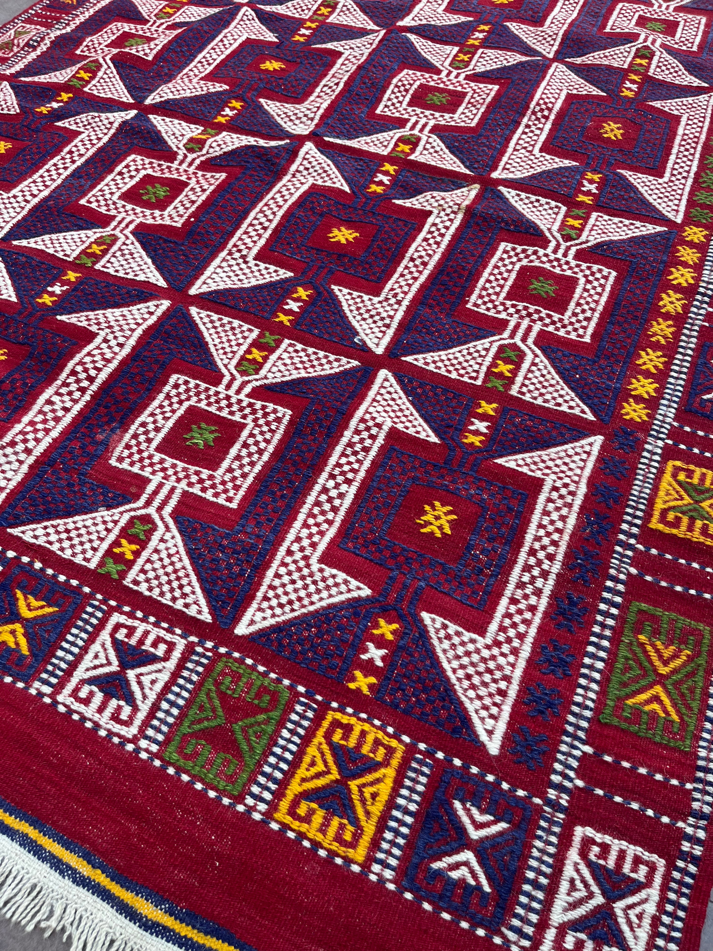 Çanakkale Yün Kilim (Bordo, Mor, Krem)