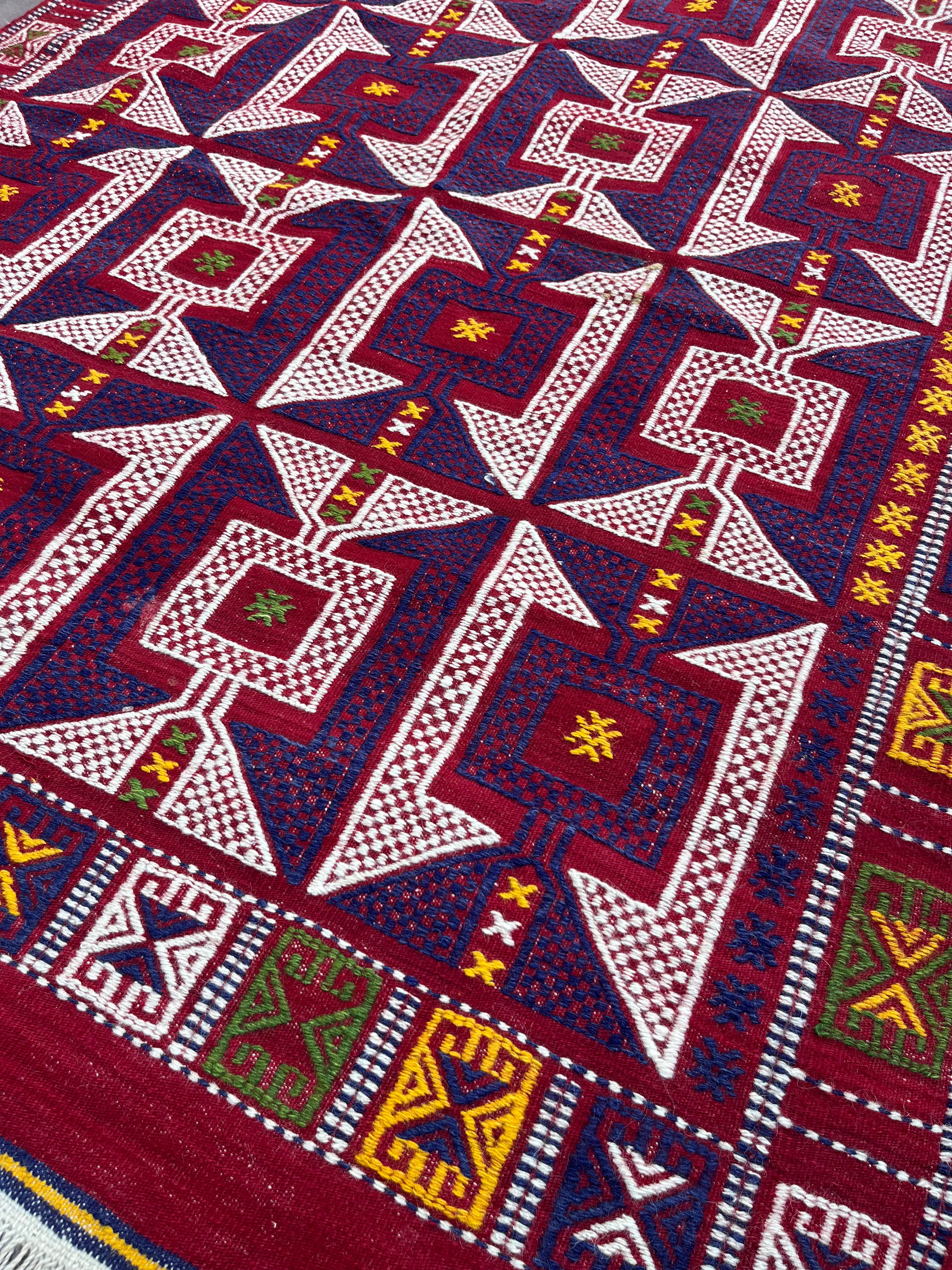 Çanakkale Yün Kilim (Bordo, Mor, Krem)